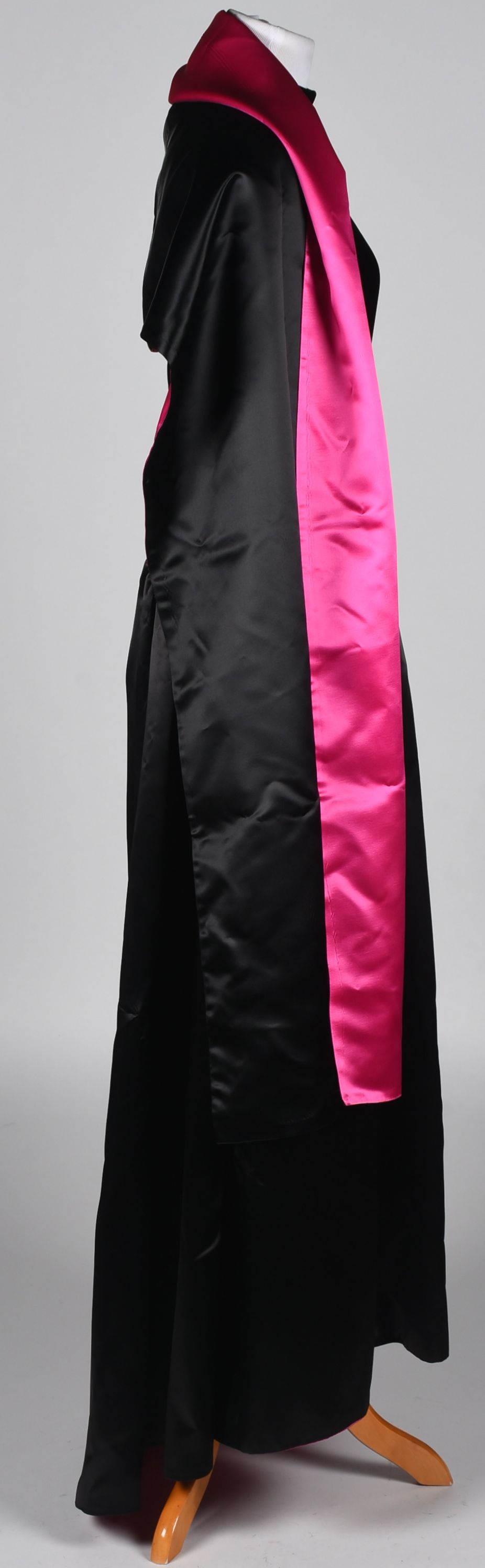 Black Velvet and Satin Formal Gown Trimmed in Hot Pink Satin with Matching Shoulder Wrap Tanya Wore at an ACM Awards Show in 1993