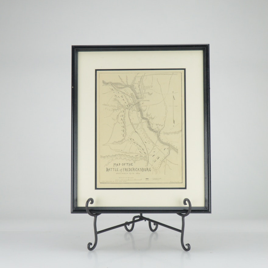 Original 1880s Map for The Battle of Fredericksburg