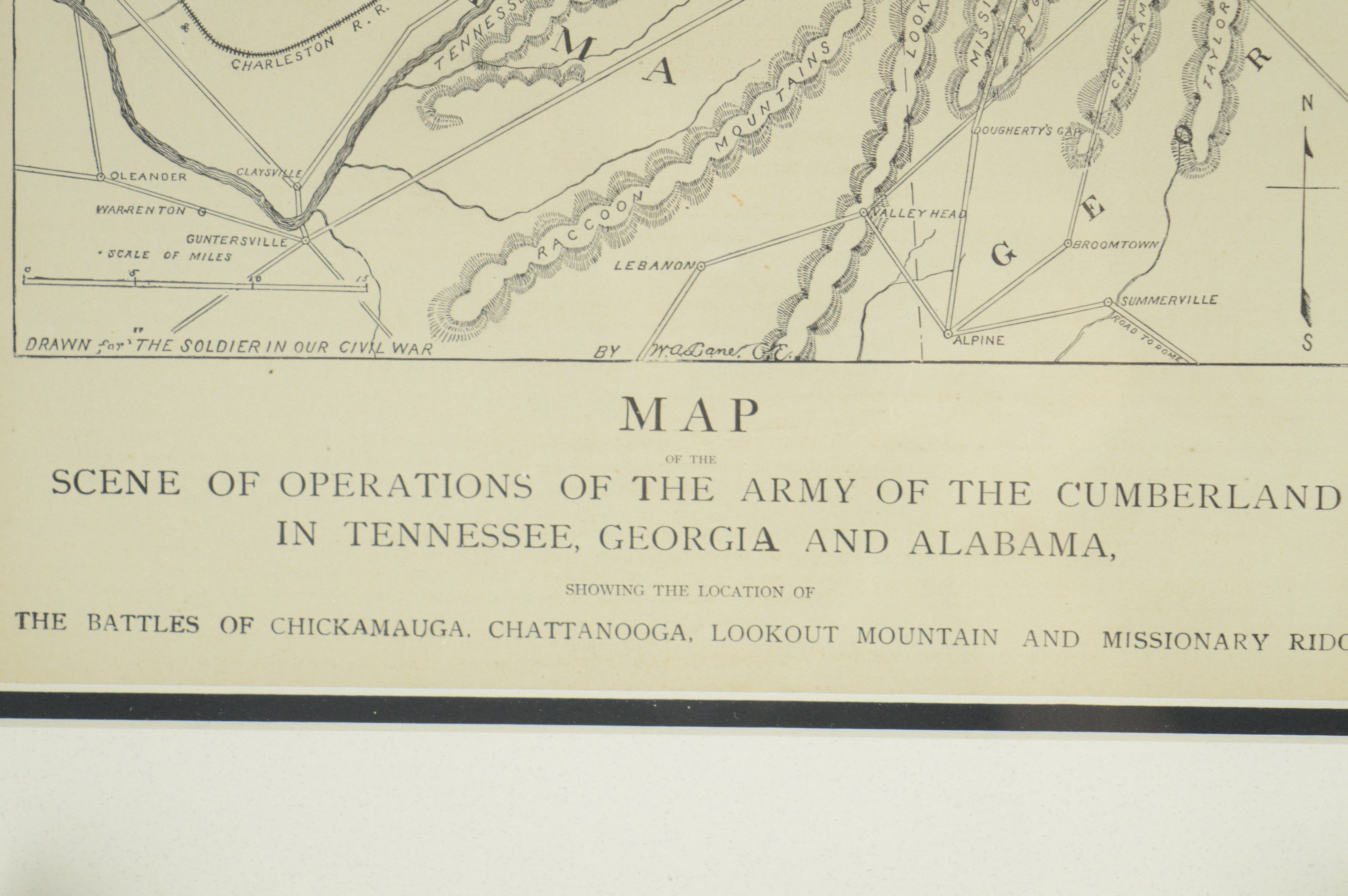 Original 1880s Map for Army of the Cumberlands