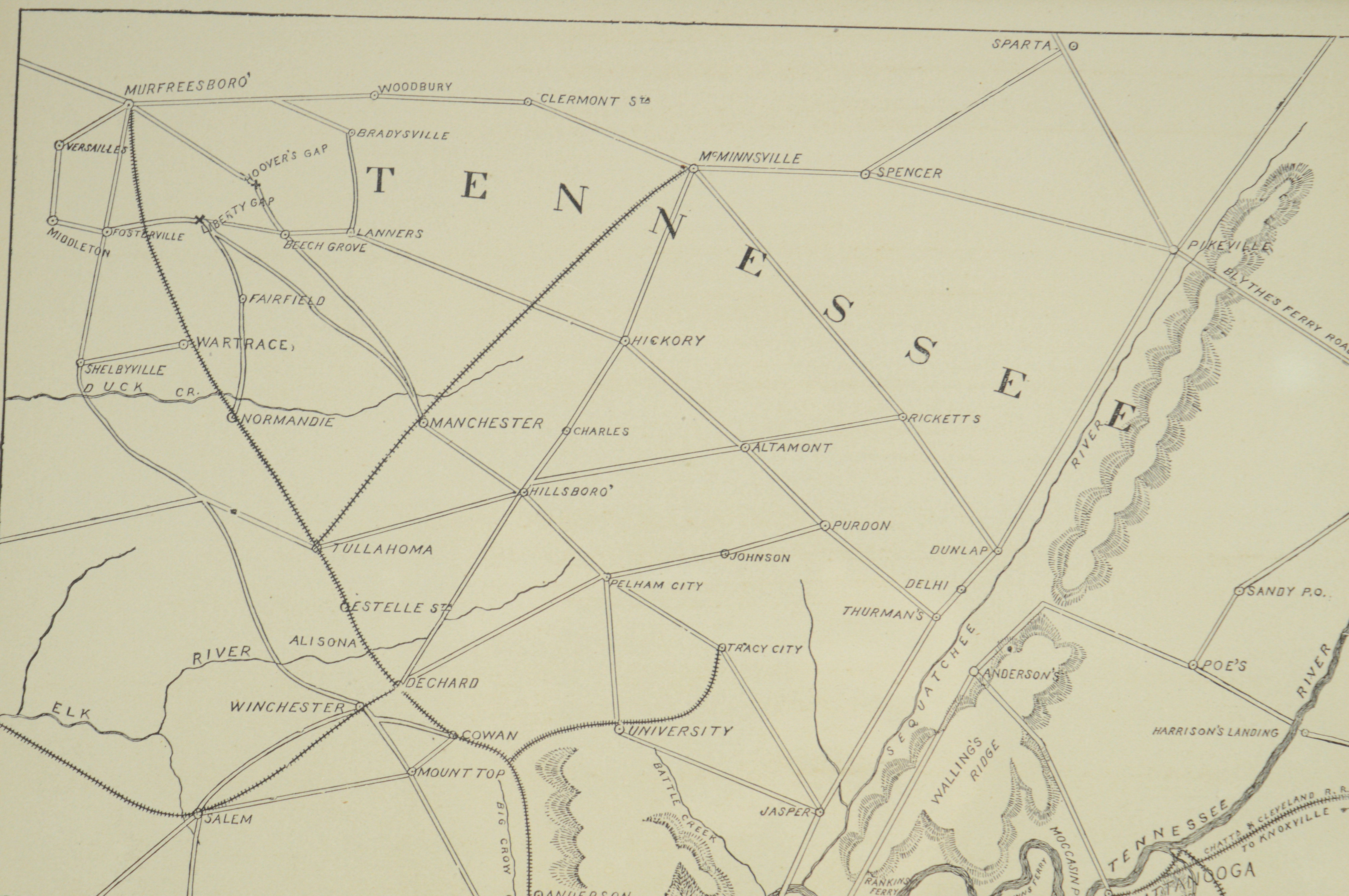 Original 1880s Map for Army of the Cumberlands
