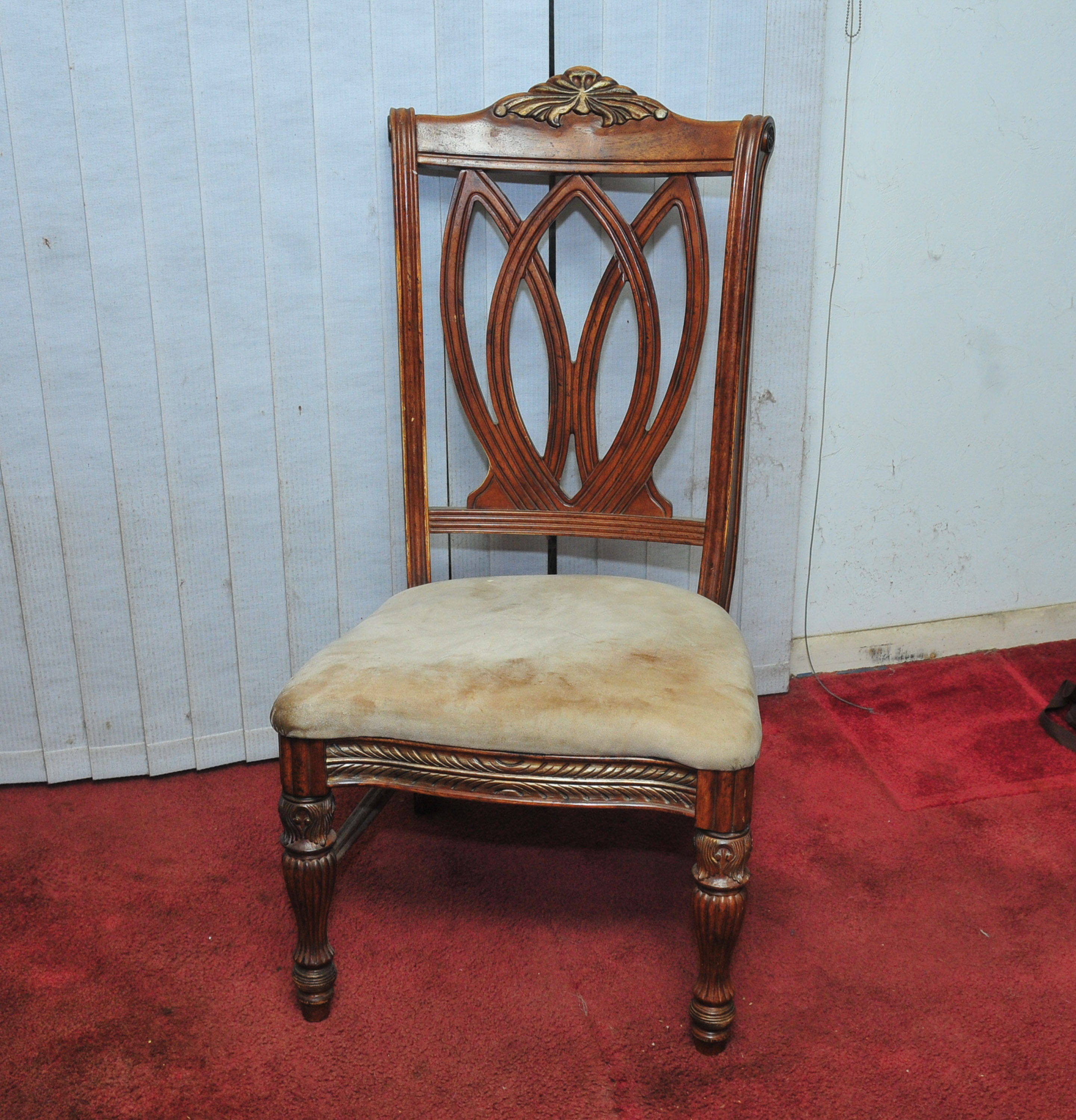 Octagon Shaped Wooden Table and Set of Four Chairs