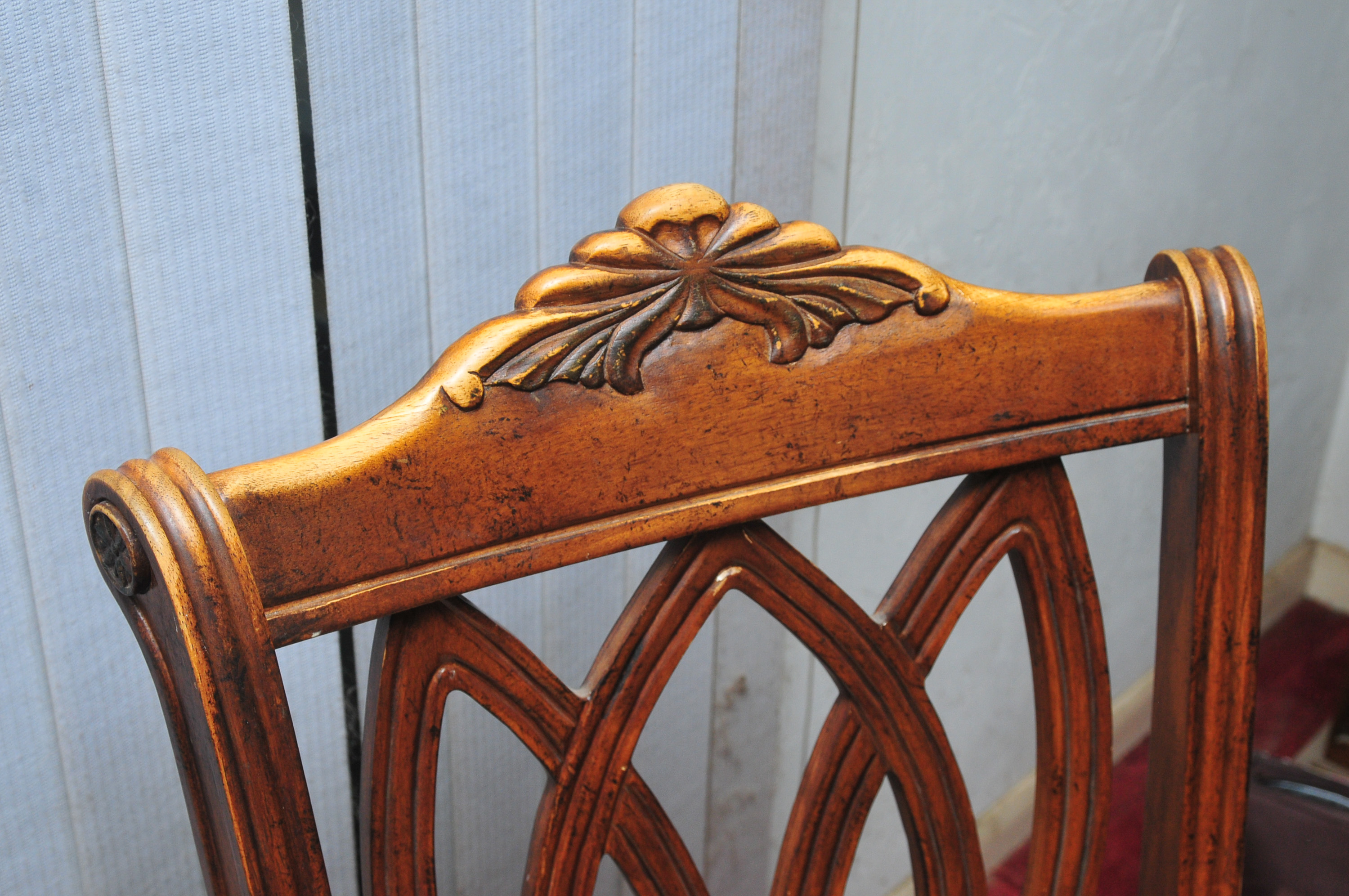 Octagon Shaped Wooden Table and Set of Four Chairs