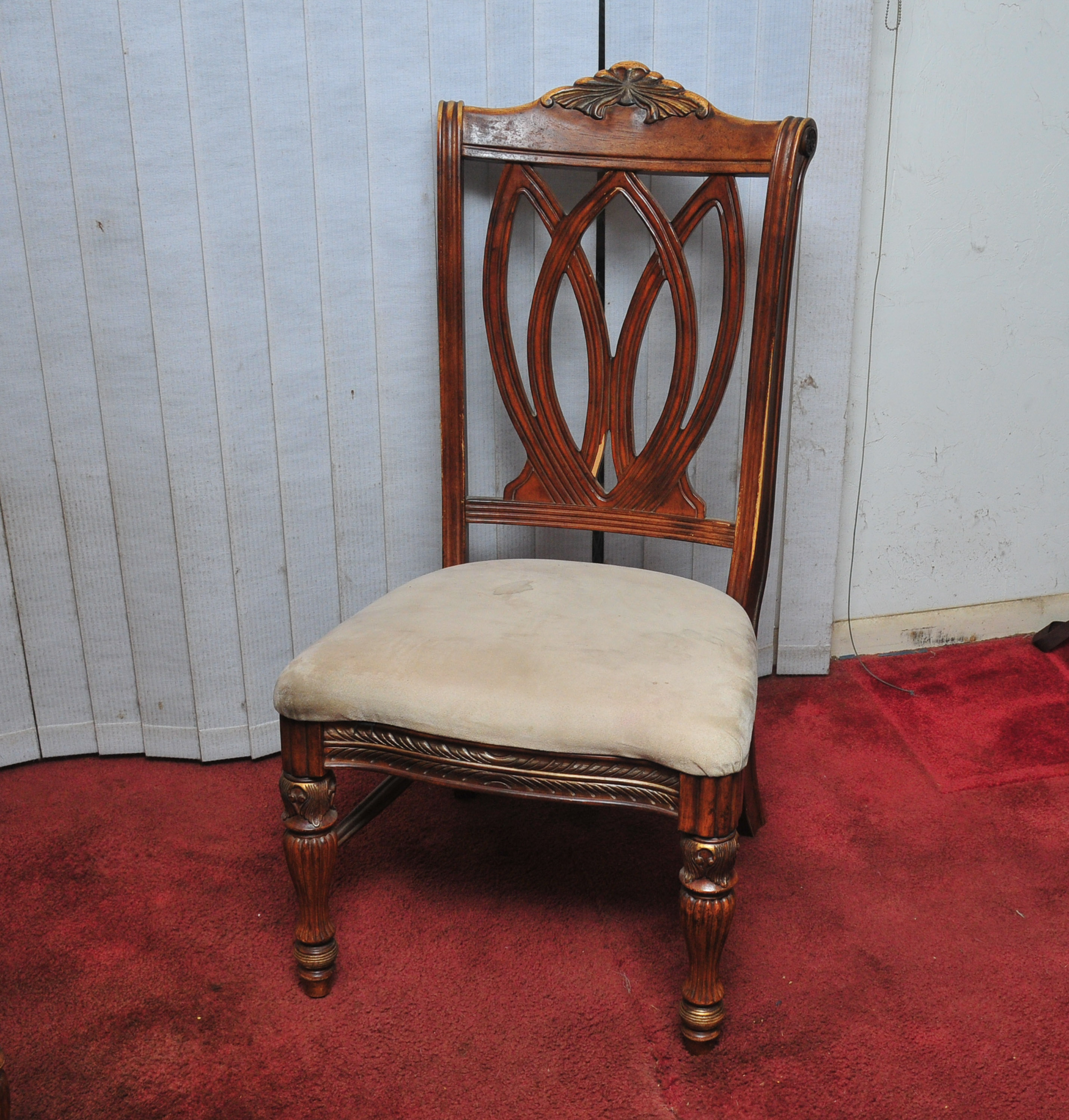 Octagon Shaped Wooden Table and Set of Four Chairs