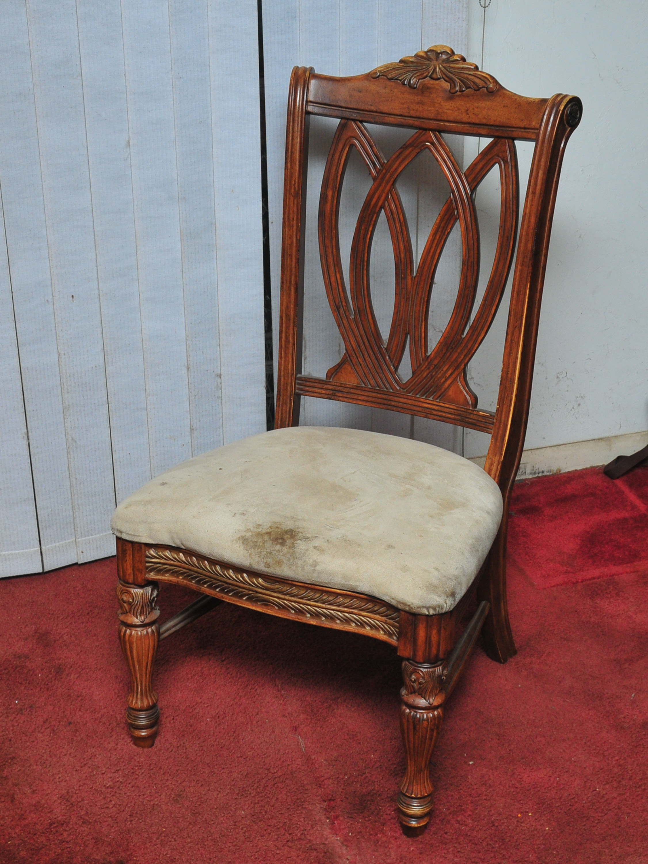 Octagon Shaped Wooden Table and Set of Four Chairs