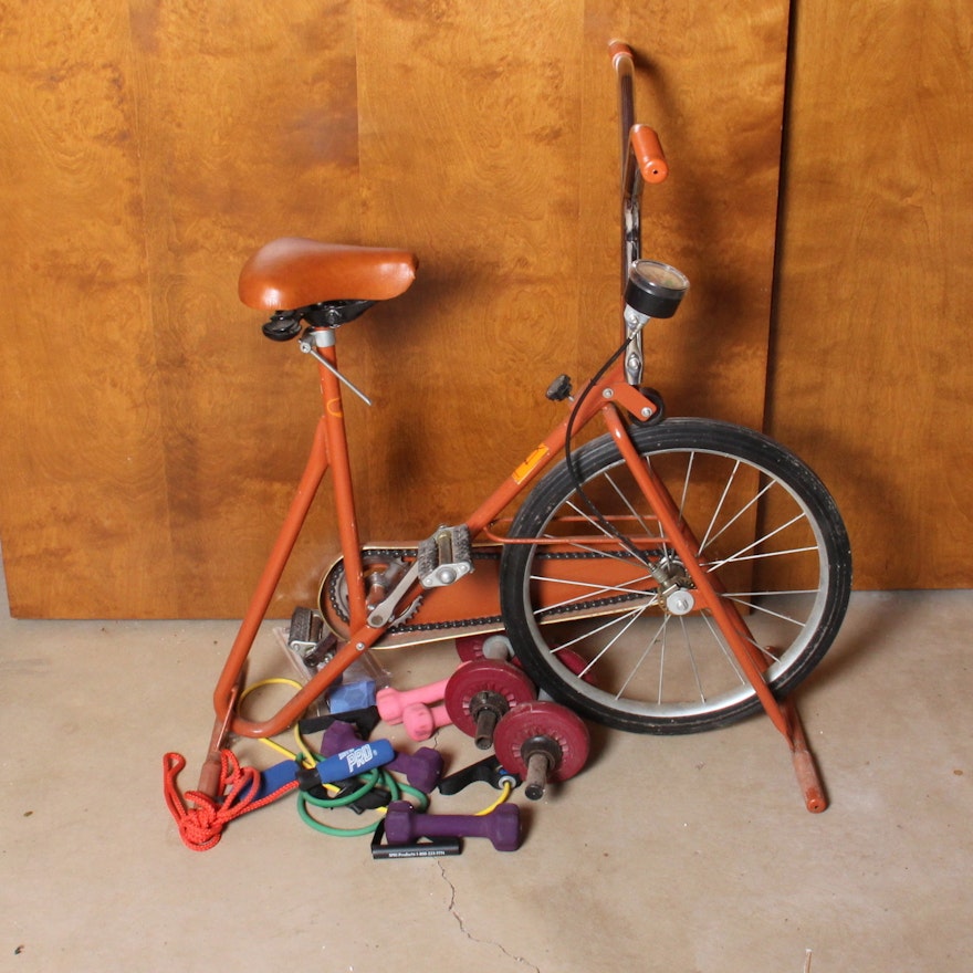 Vitamaster Vintage Stationary Exercise Bicycle and Weights