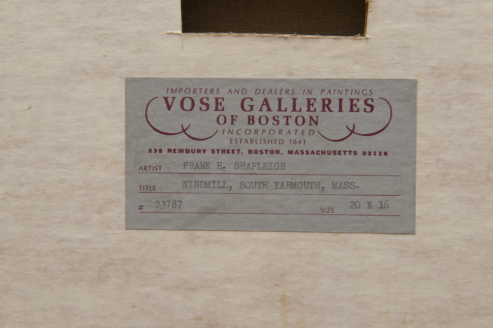 Henry Frank Shapleigh "Windmill South Yarmouth, Mass" Oil on Canvas