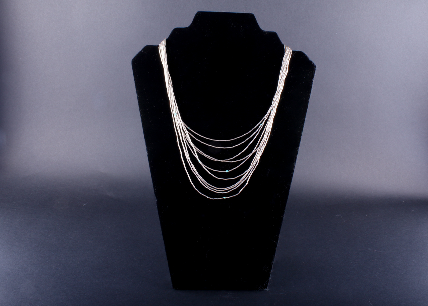 "Liquid Silver" and Turquoise Beaded Necklace