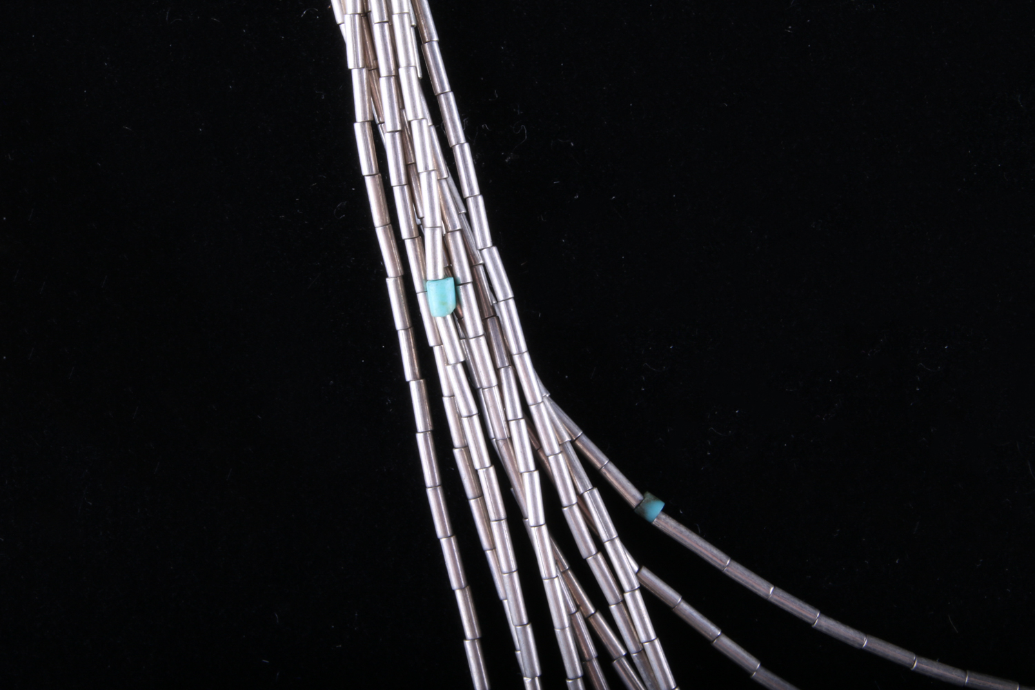 "Liquid Silver" and Turquoise Beaded Necklace