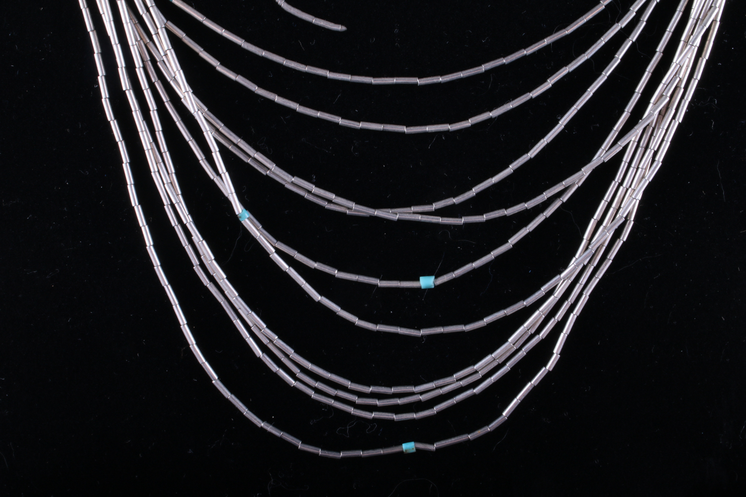 "Liquid Silver" and Turquoise Beaded Necklace