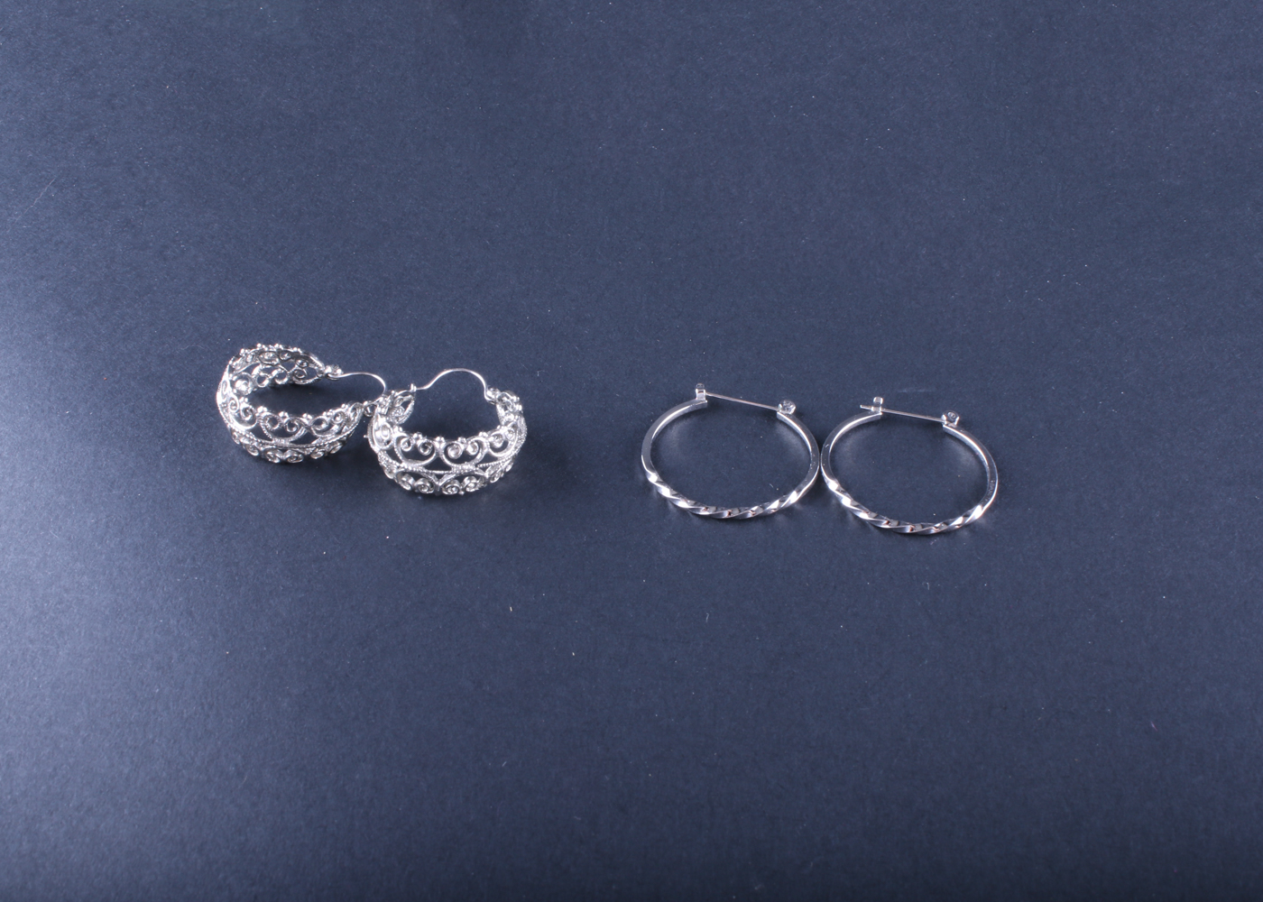Pair of Silver-Tone Hoop Earrings