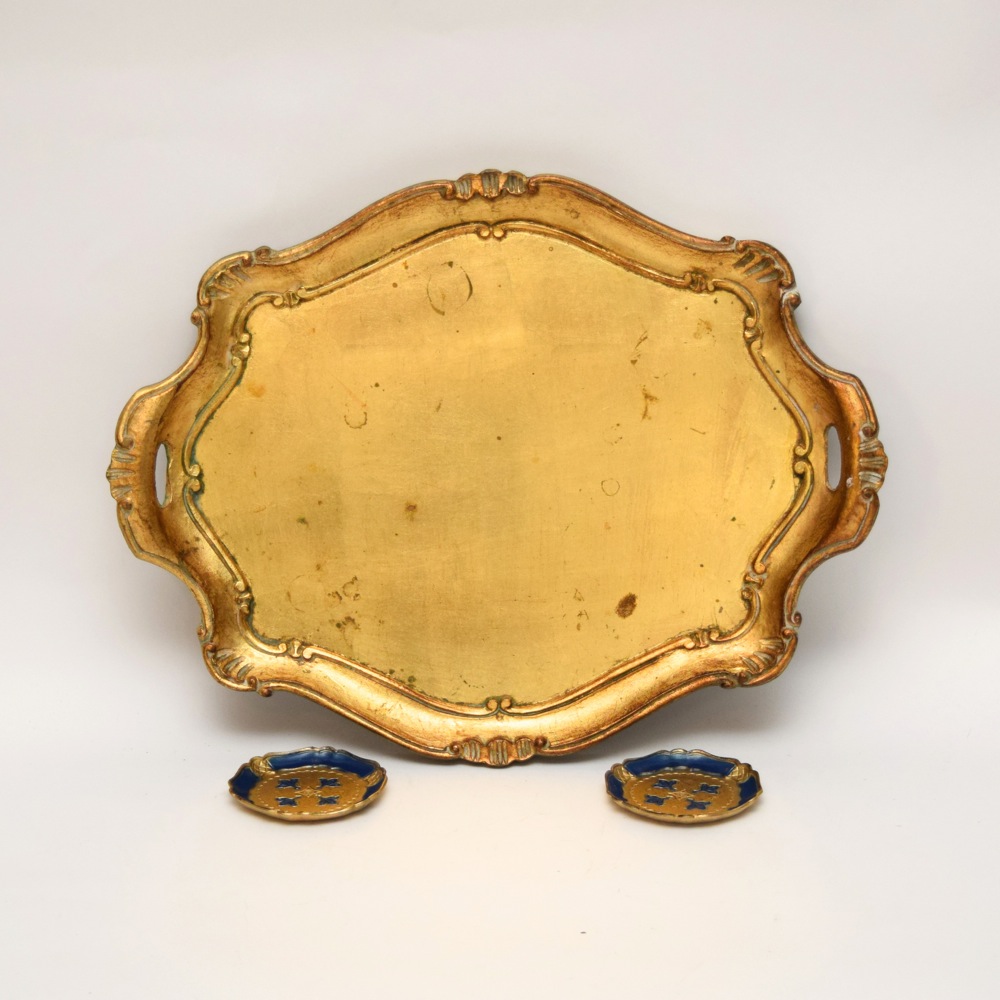 Italian Florentine Tray and Pair of Coasters