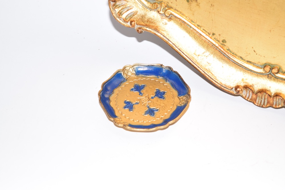 Italian Florentine Tray and Pair of Coasters