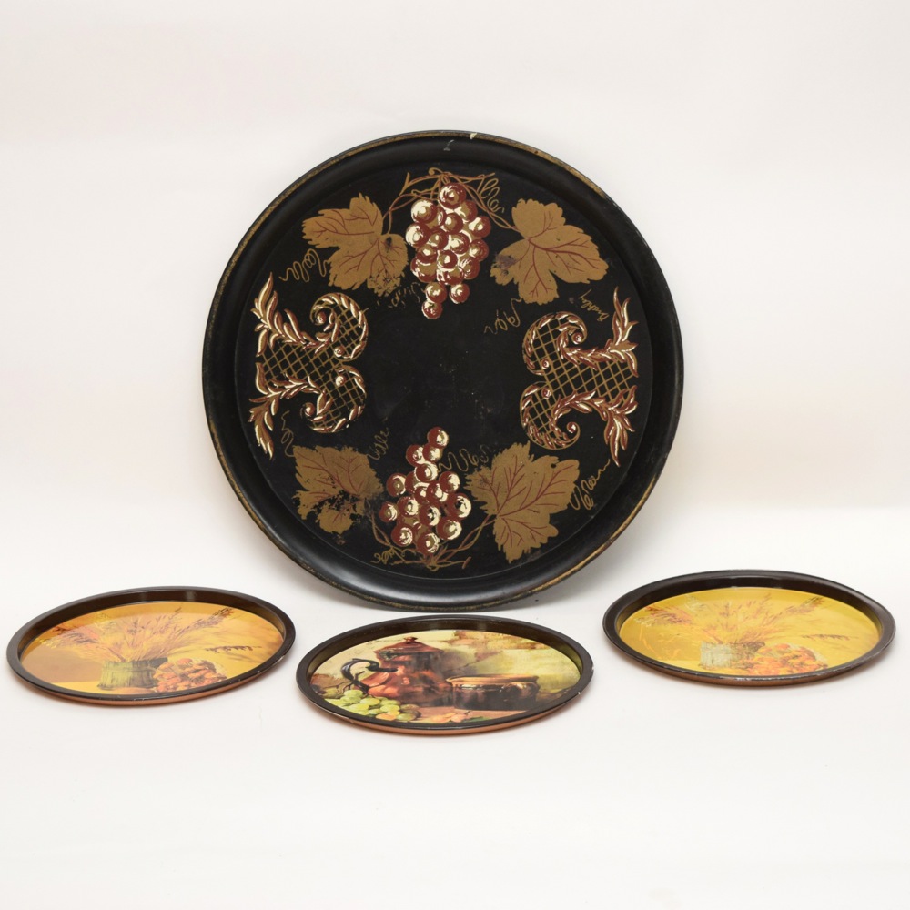 Vintage Round Tole Trays