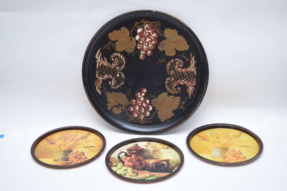 Vintage Round Tole Trays