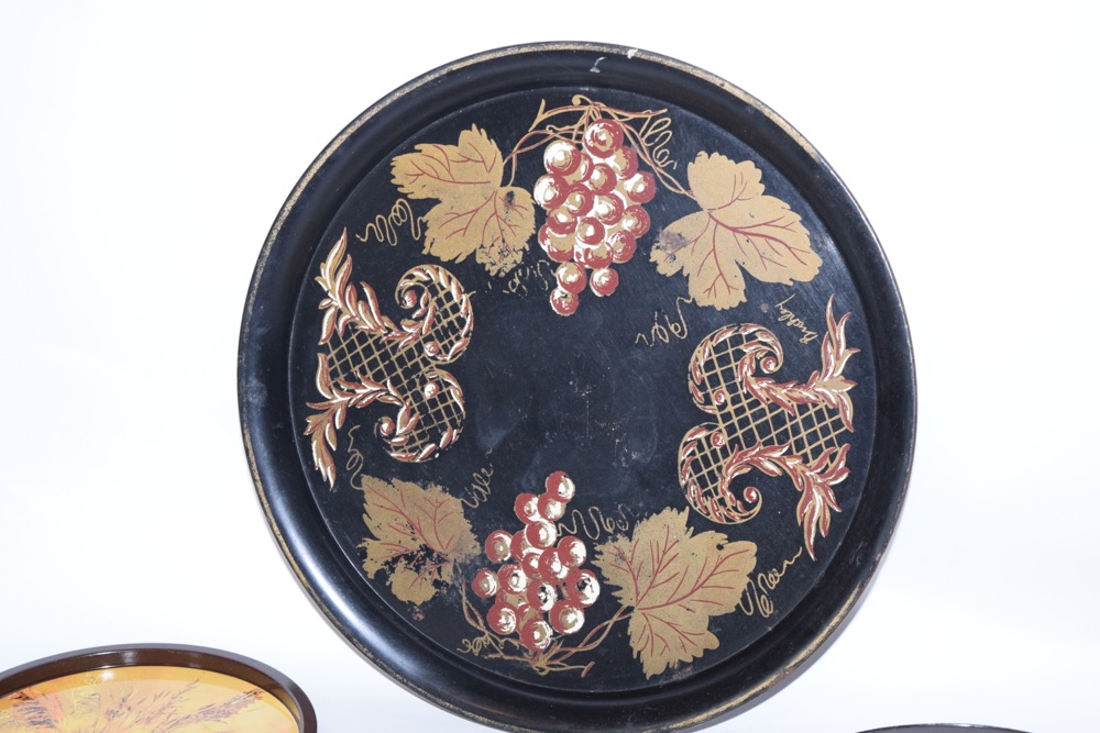 Vintage Round Tole Trays