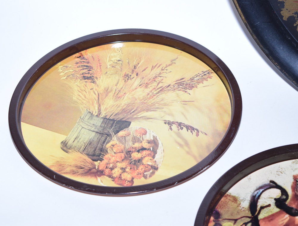 Vintage Round Tole Trays