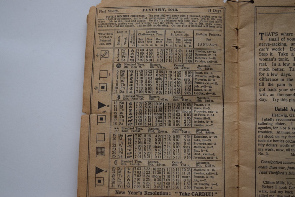 1913 The Ladies Birthday Almanac