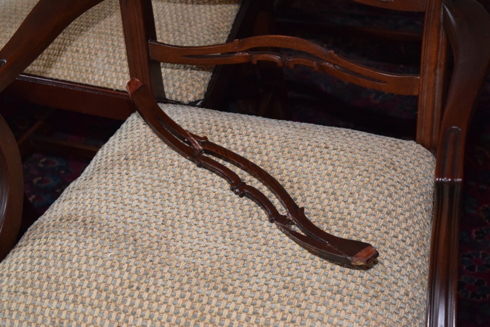 Eight Mahogany Mid-Century Chippendale Style Dining Chairs