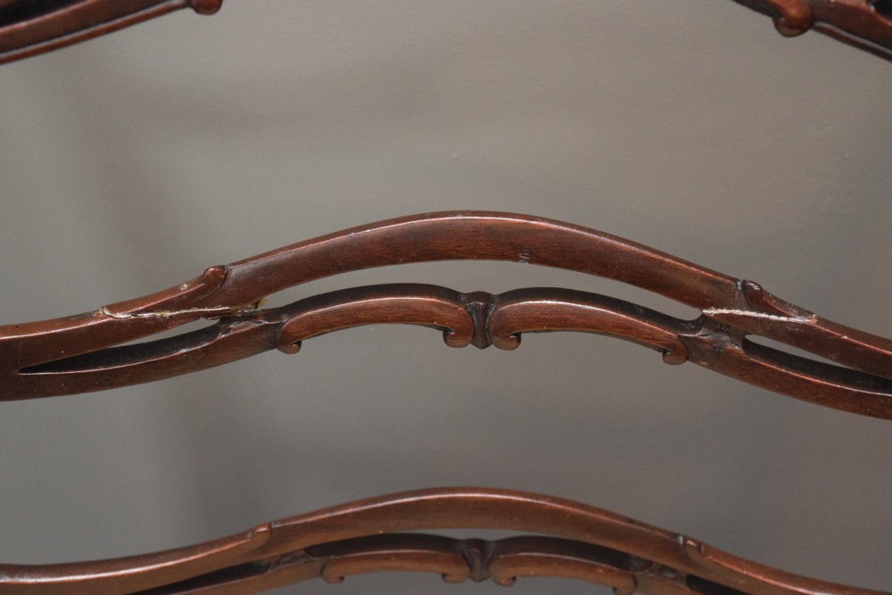 Eight Mahogany Mid-Century Chippendale Style Dining Chairs