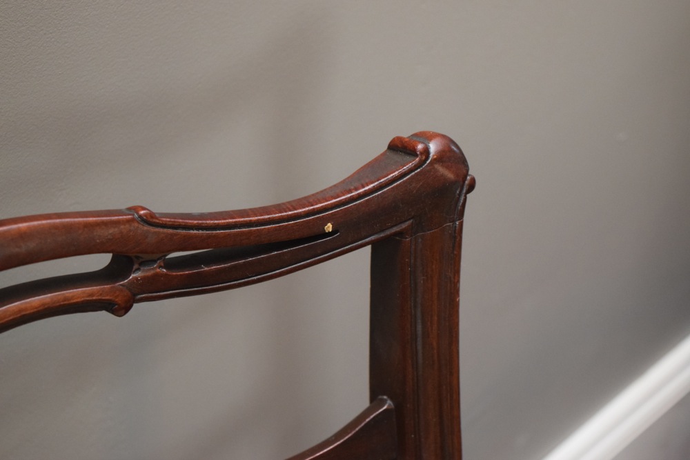 Eight Mahogany Mid-Century Chippendale Style Dining Chairs