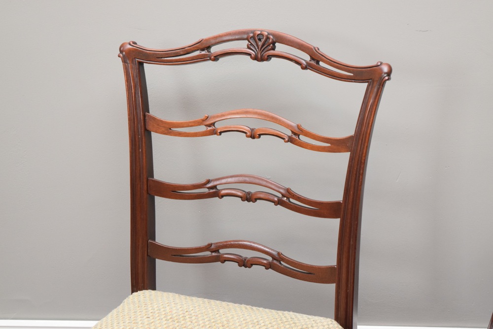 Eight Mahogany Mid-Century Chippendale Style Dining Chairs