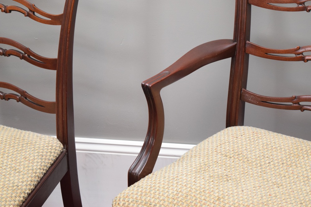 Eight Mahogany Mid-Century Chippendale Style Dining Chairs
