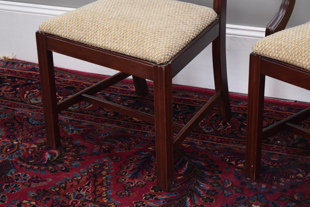 Eight Mahogany Mid-Century Chippendale Style Dining Chairs