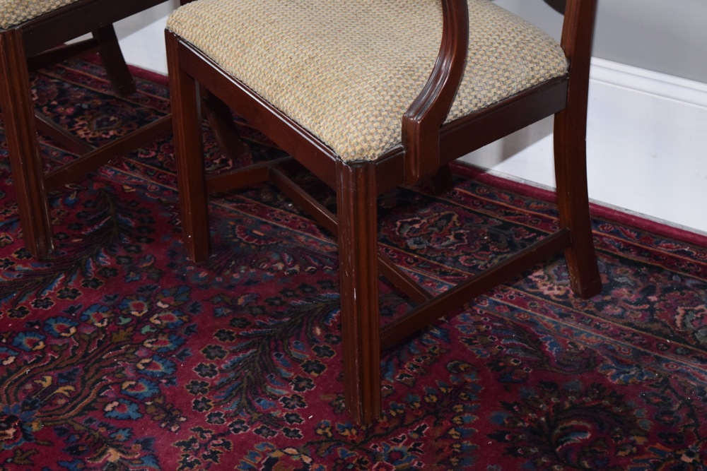 Eight Mahogany Mid-Century Chippendale Style Dining Chairs