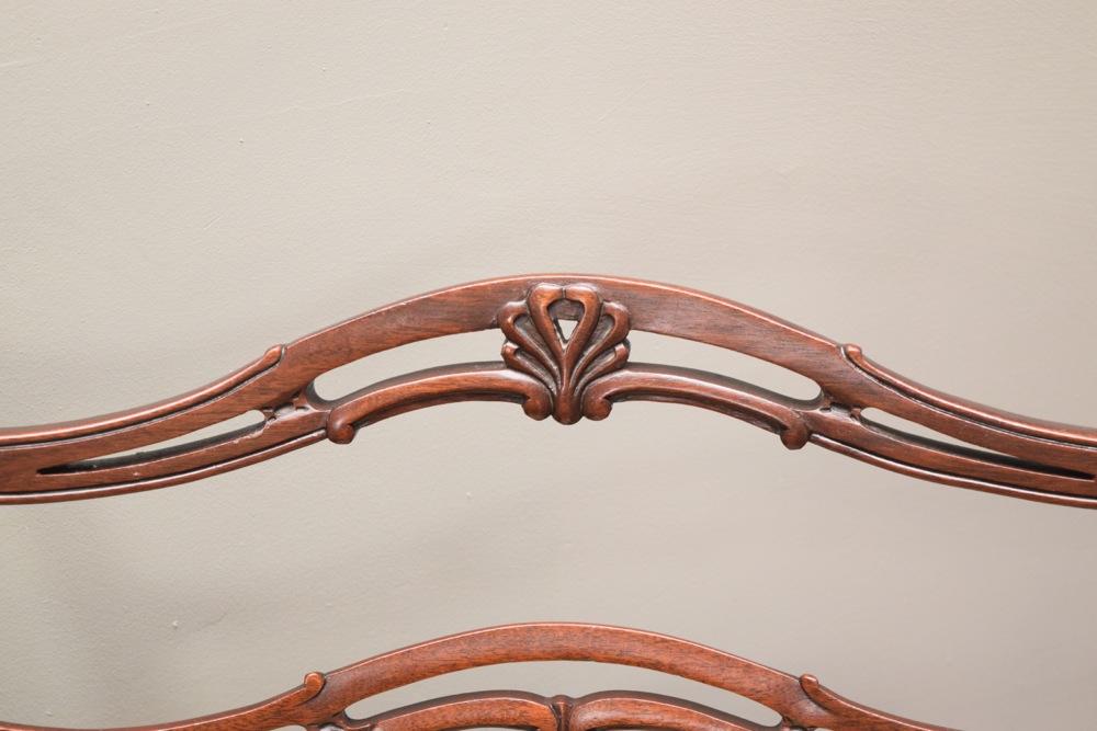 Eight Mahogany Mid-Century Chippendale Style Dining Chairs