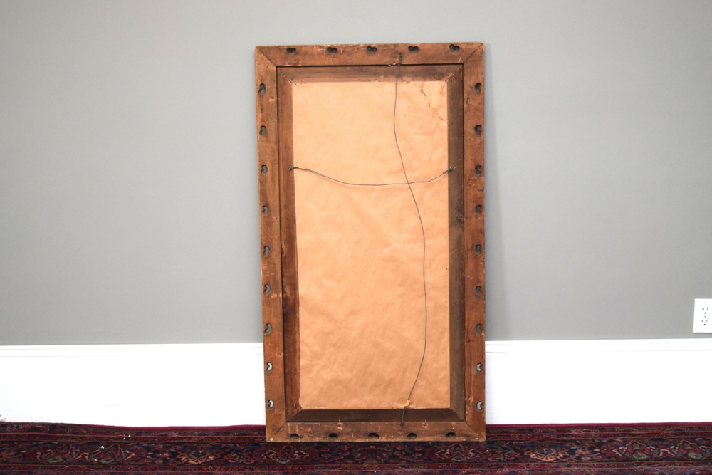 Large Antique Ornately Carved Gilt Beveled Wall Mirror