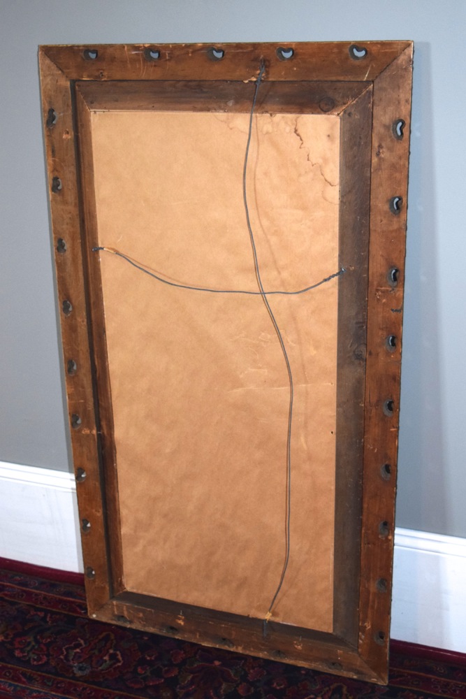 Large Antique Ornately Carved Gilt Beveled Wall Mirror