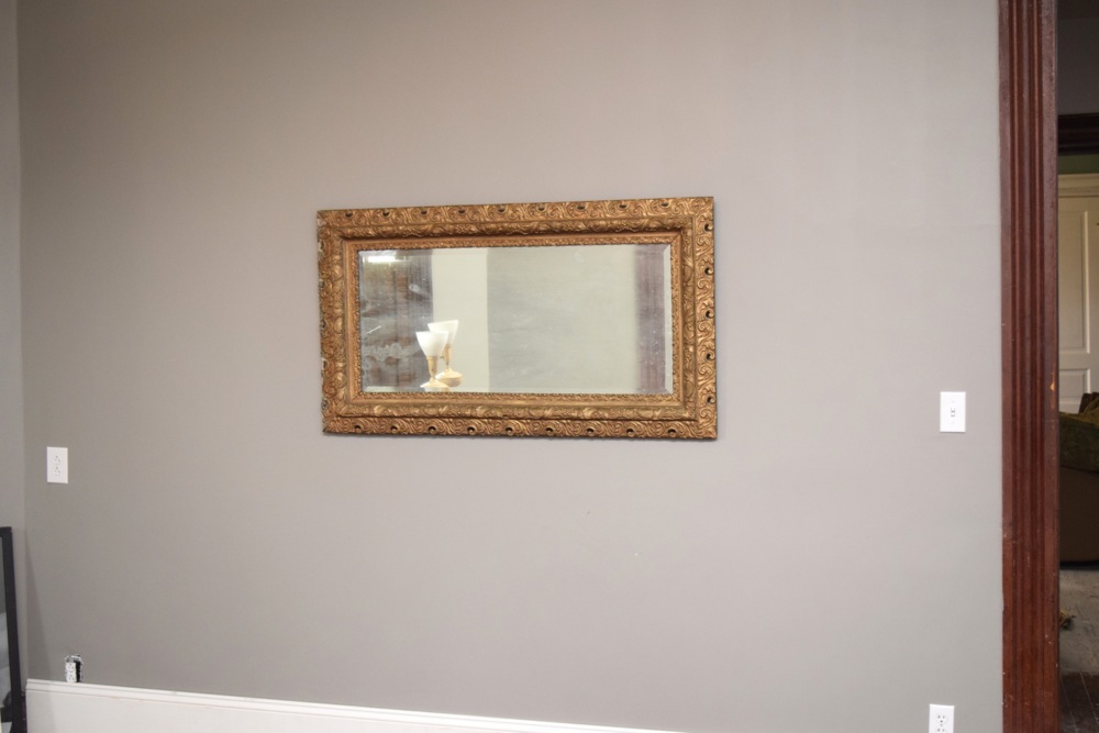 Large Antique Ornately Carved Gilt Beveled Wall Mirror