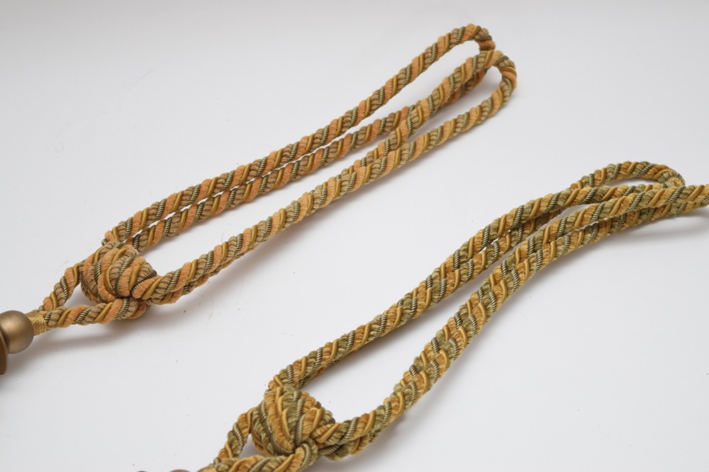 Pair of Woven Silk and Velvet Curtain Tie Backs