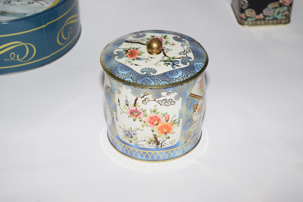 Vintage Tins, Including Signed Foxhunting Themed Tin