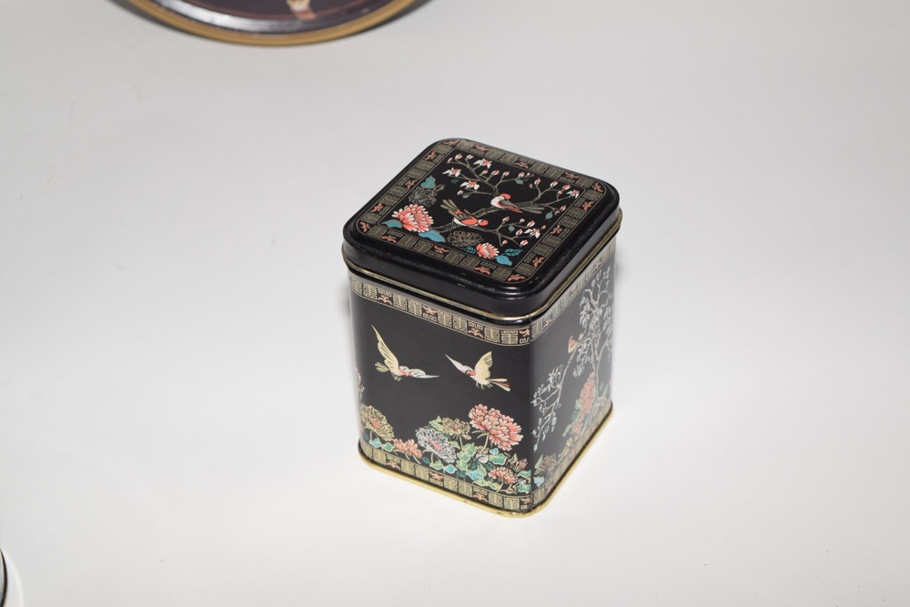 Vintage Tins, Including Signed Foxhunting Themed Tin