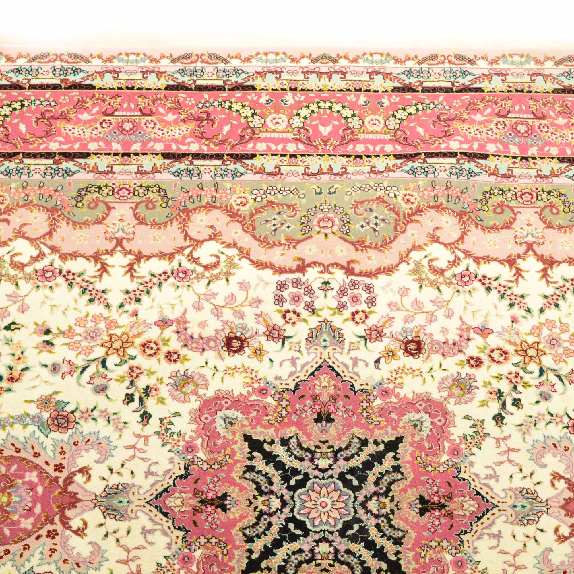 Handwoven Wool and Silk Tabriz Style Rug