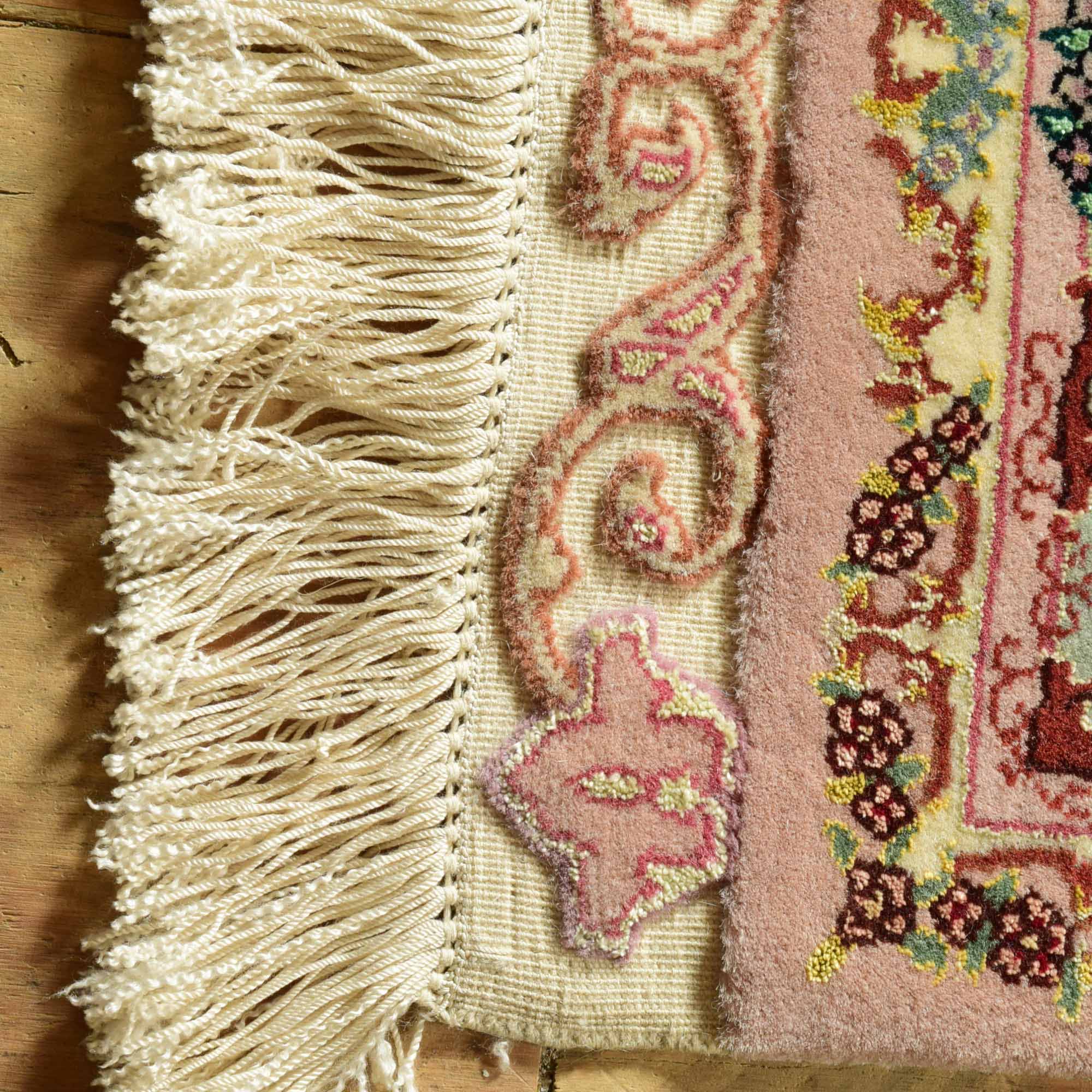 Handwoven Wool and Silk Tabriz Style Rug