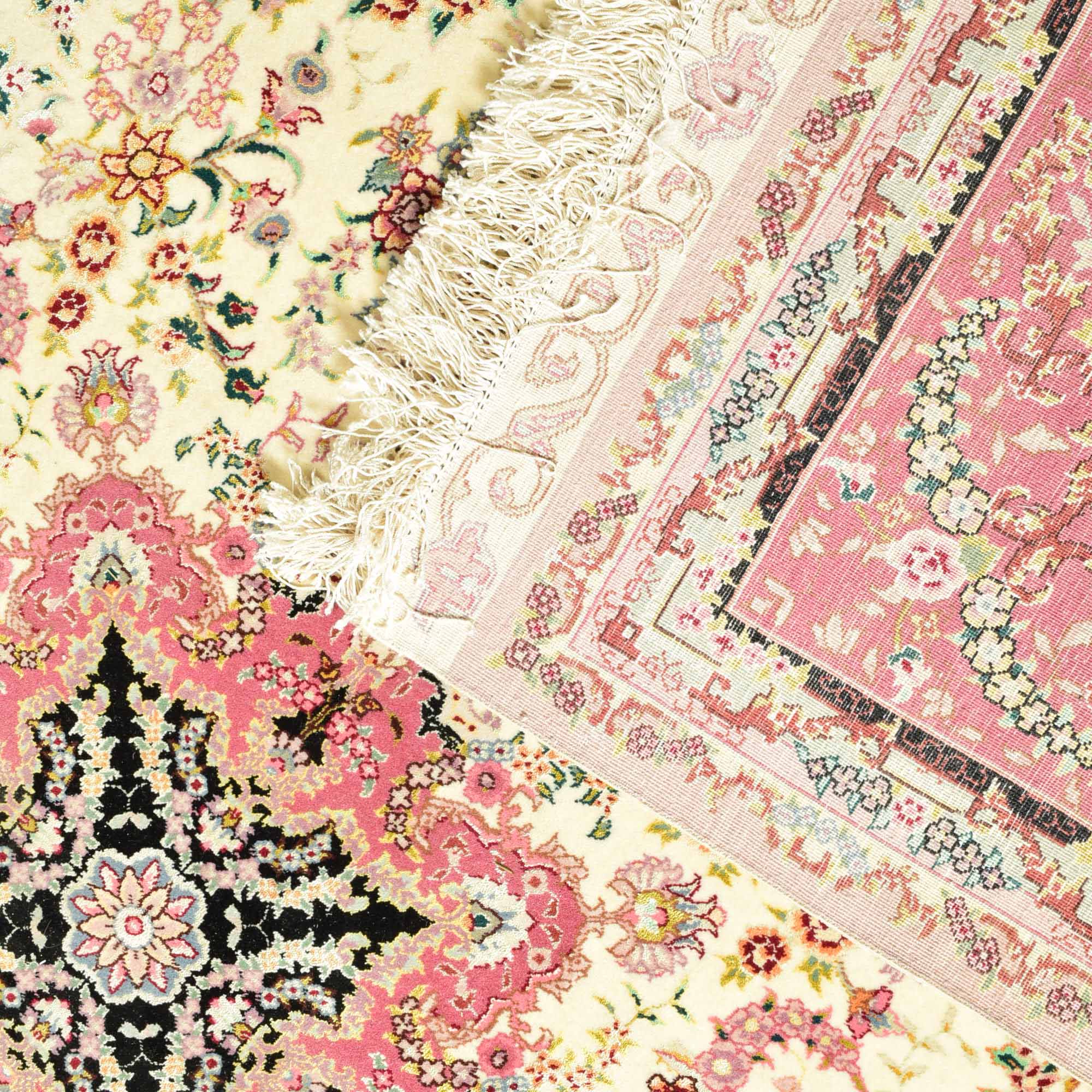 Handwoven Wool and Silk Tabriz Style Rug