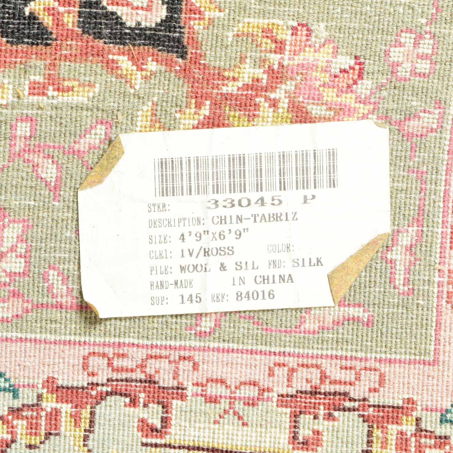 Handwoven Wool and Silk Tabriz Style Rug