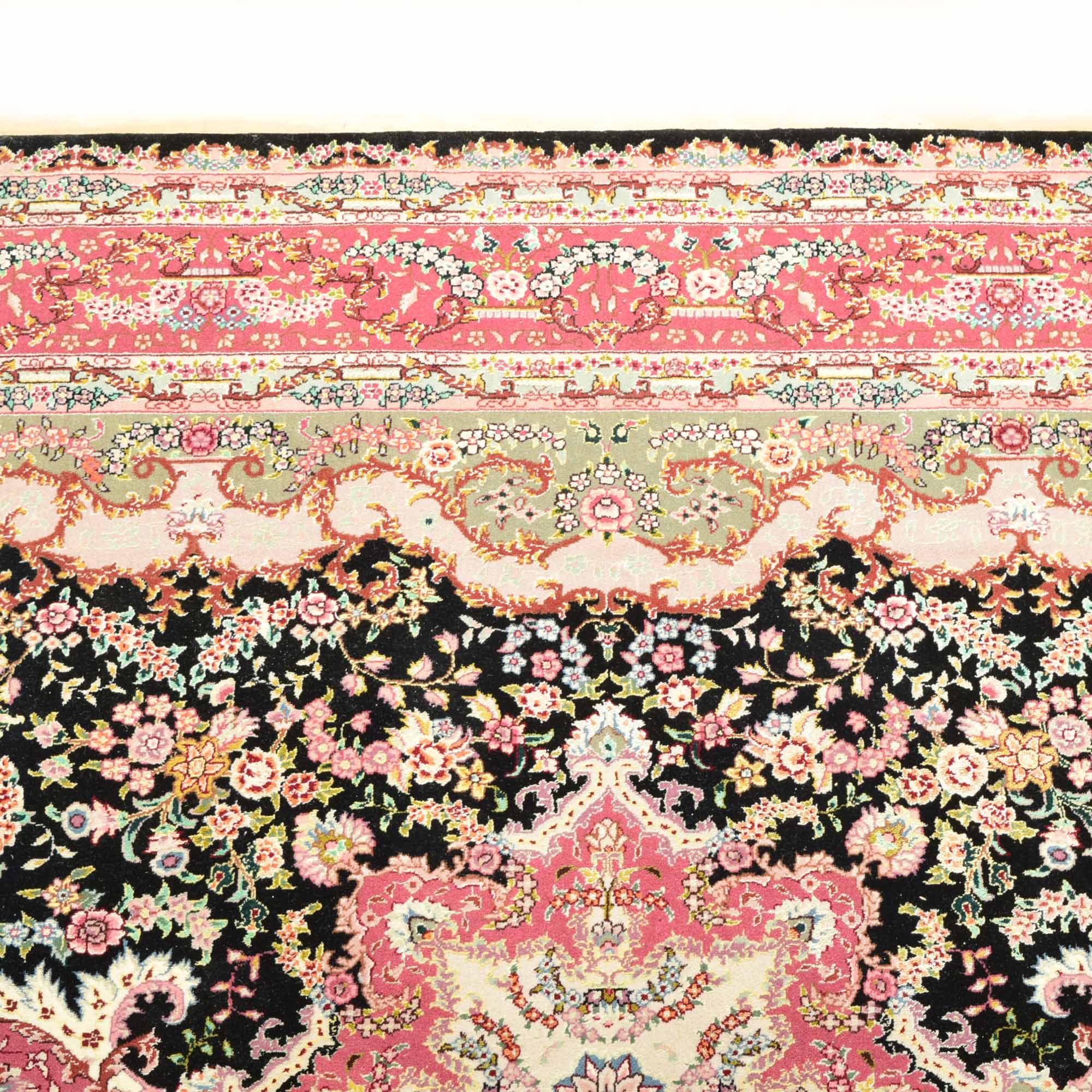 Handwoven Wool and Silk Tabriz Style Rug