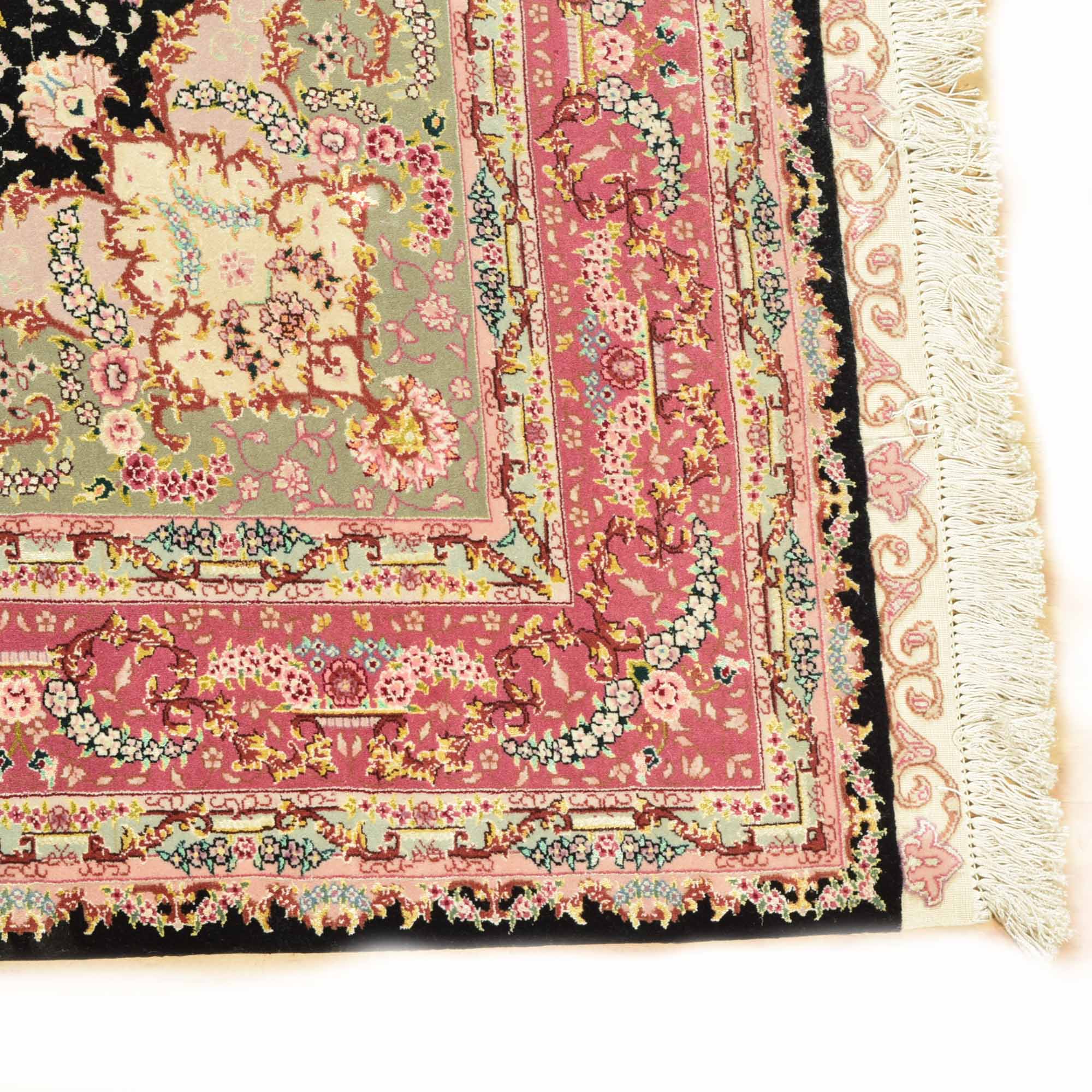 Handwoven Wool and Silk Tabriz Style Rug