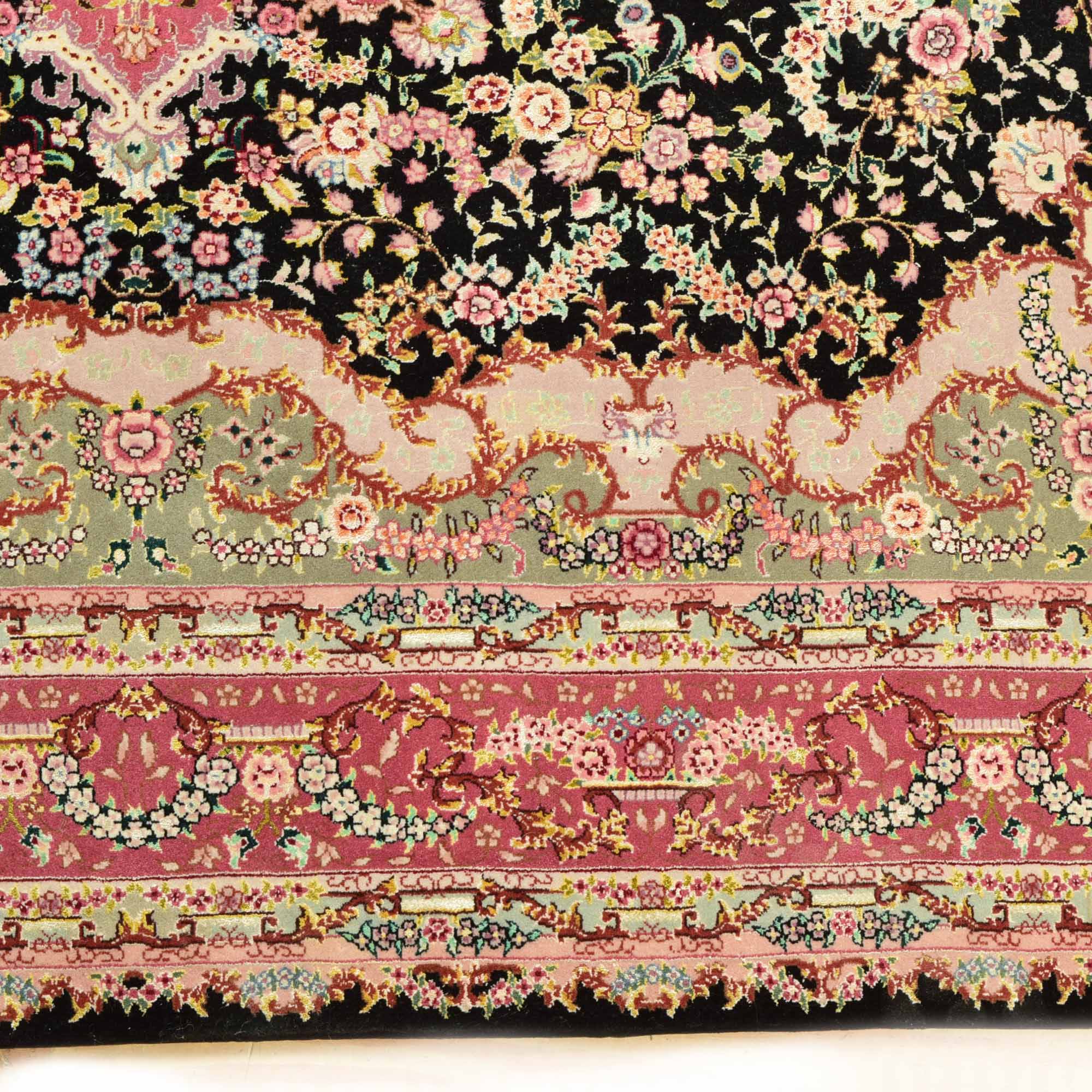 Handwoven Wool and Silk Tabriz Style Rug