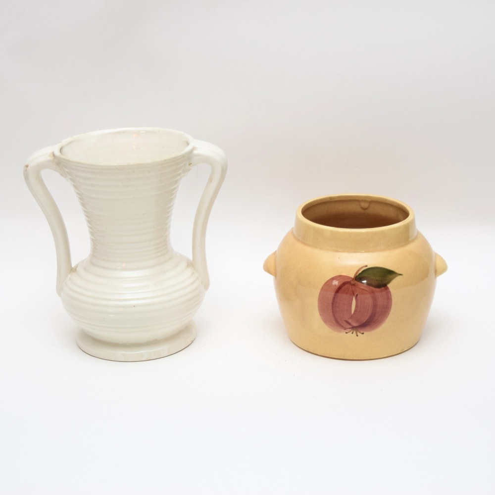 Vintage American Stoneware Amphora and Yellow Ware Crock