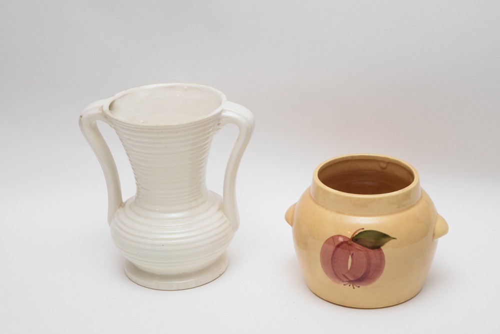 Vintage American Stoneware Amphora and Yellow Ware Crock