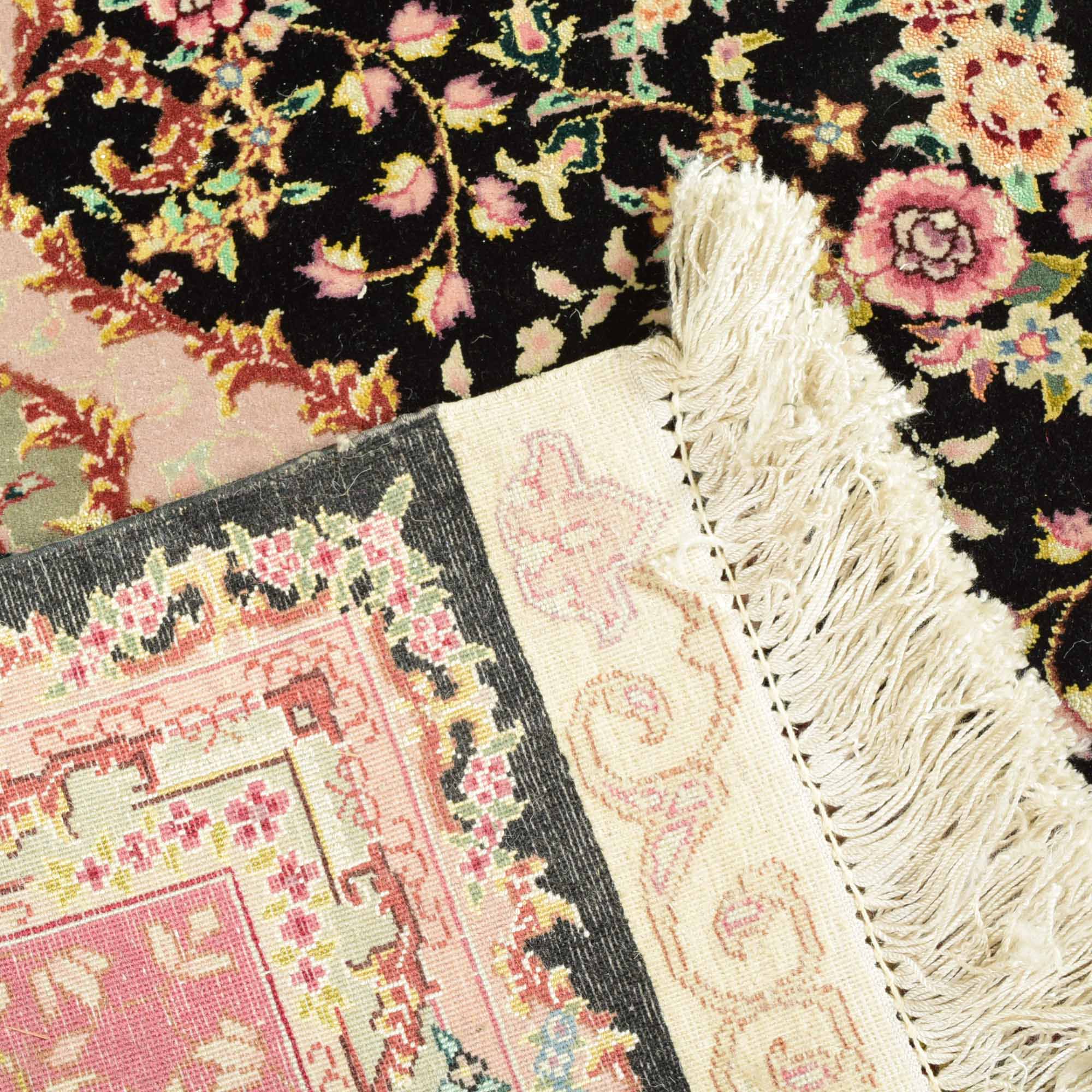 Handwoven Wool and Silk Tabriz Style Rug