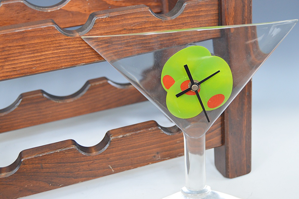 Wood Wine Racks and Martini Clock