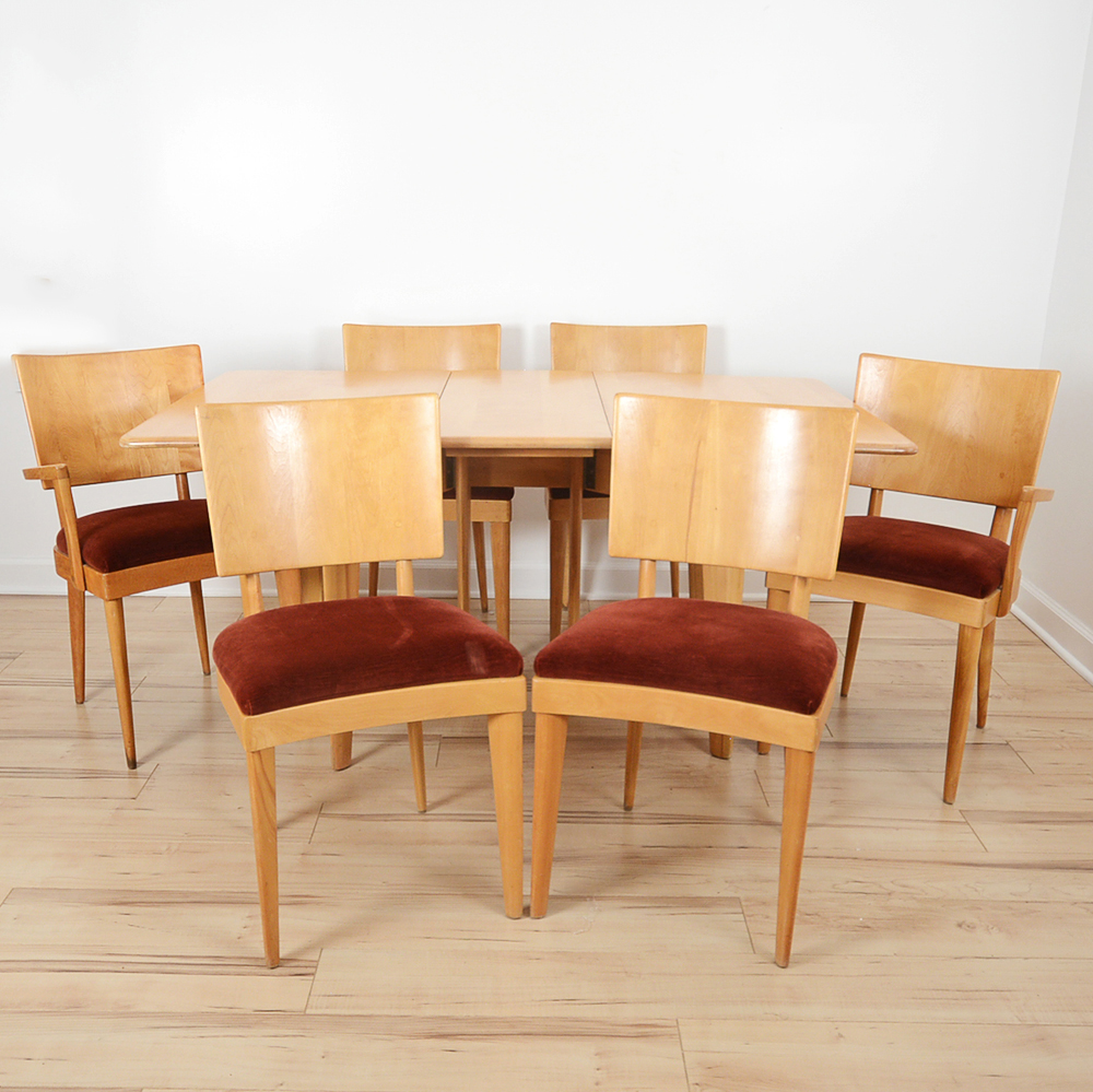Mid Century Modern Heywood Wakefield Gateleg Dining Table and Chairs