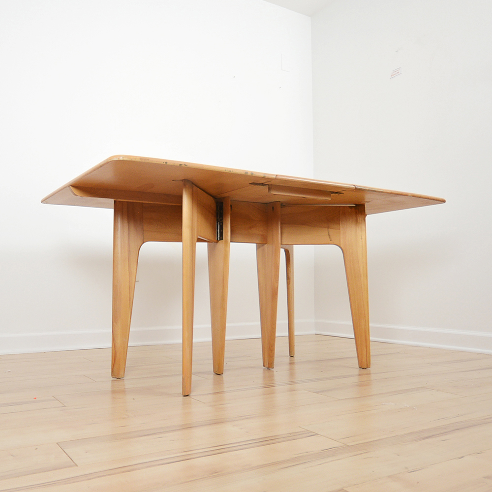 Mid Century Modern Heywood Wakefield Gateleg Dining Table and Chairs