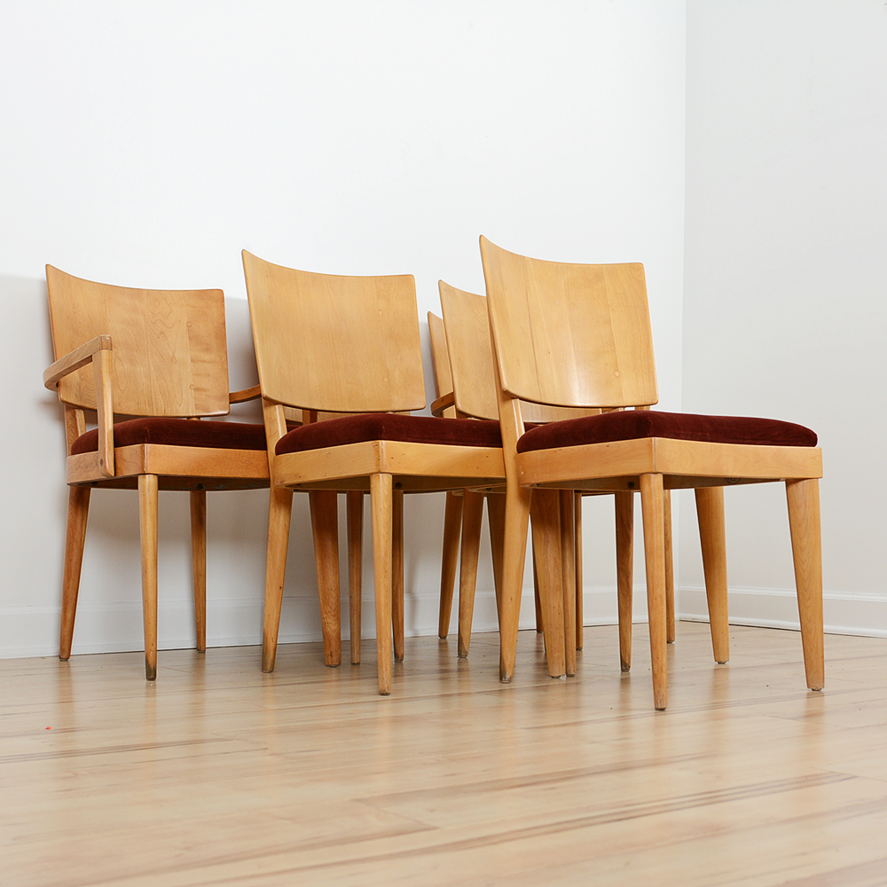 Mid Century Modern Heywood Wakefield Gateleg Dining Table and Chairs