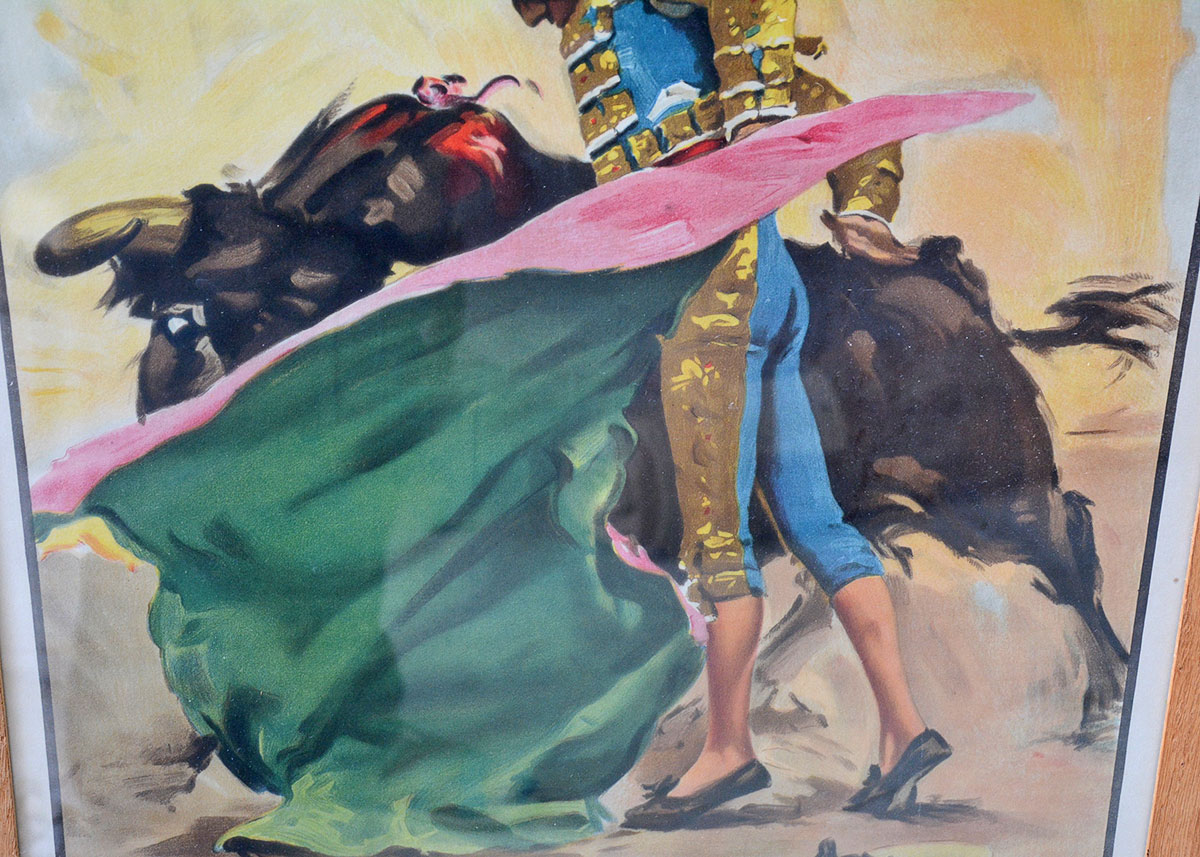 Framed 1952 Juan Reus Granada Bullfighting Advertising Lithograph